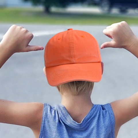Kids Fluorescent Neon Baseball Cap Polyester Curved Brim Outdoor Sun Protection Adjustable Solid Color For Boys Girls
