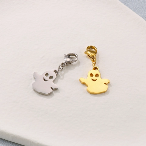 Dijes De Fantasma De Acero Inoxidable Con Cierre De Langosta Para Creación De Joyas DIY Halloween Lindo Hueco Novedad