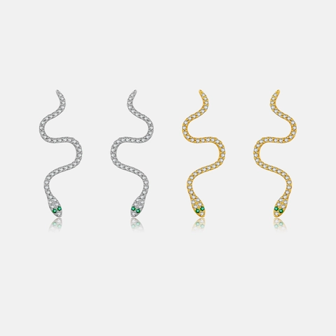 Snake Drop Earrings 925 Sterling Silver Micro Pave White Green Zircon Fashion Personalized Animal Jewelry For Women