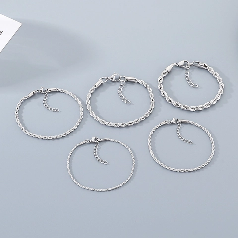 Collana E Bracciale In Acciaio Inossidabile Catena A Corda Gioielli Per Uomo Donna Maglia Intrecciata Regolabile Con Chiusura A Moschettone