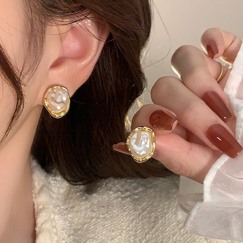 Γαλλικά Vintage Ακανόνιστα Σκουλαρίκια Με Κλιπ Artificial Baroque Pearl Κράμα Χρυσό Κομψά Χωρίς Τρύπα Γυναικεία Κοσμήματα