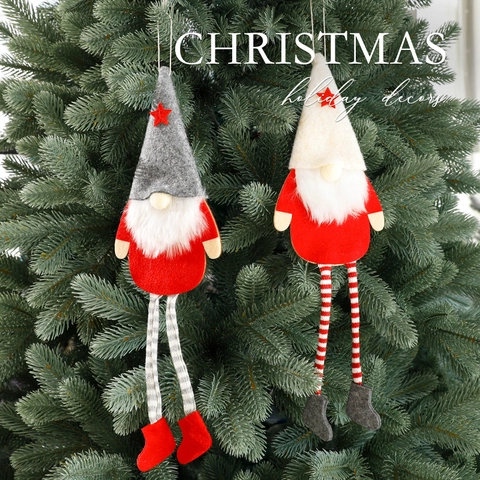 Weihnachtsgnom Hängedekoration Gesichtlose Puppe Lange Gestreifte Beine Stern Hut Plüsch Tomte Für Feiertagsbaum Dekor