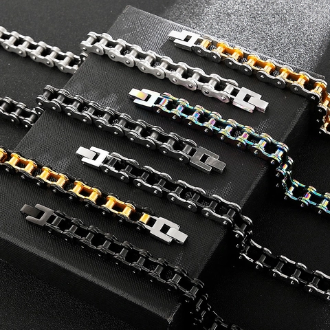 Herren Fahrradkette Armband 316L Edelstahl Punk Rock Hip Hop Motorrad Gliederschmuck
