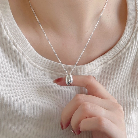 Collana Con Pendente A Goccia Acqua Argento Sterling 925 Lucidato Minimalista Elegante Gioielli Per Donne