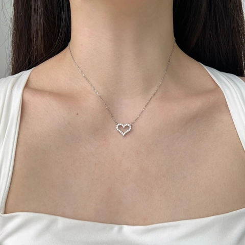 S925 Sterling Silver Heart Pendant Necklace For Women Minimalist Zirconia Inlaid Sweet Chic Fashion Jewelry Clavicle Chain Gift