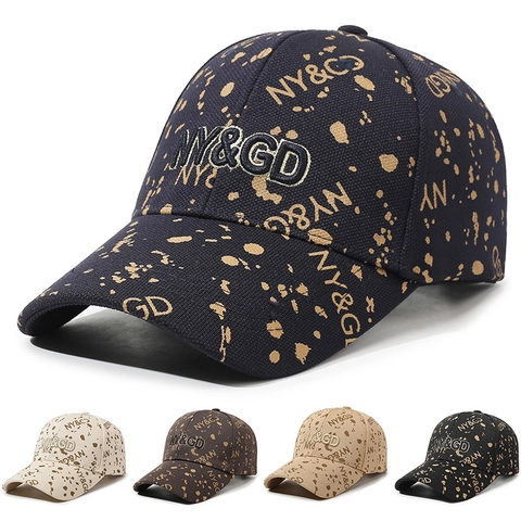 Baseballpet Polyester Zonbescherming Spatpatroon Geborduurde Letter Verstelbaar Buitenshuis Casual Unisex Modieus