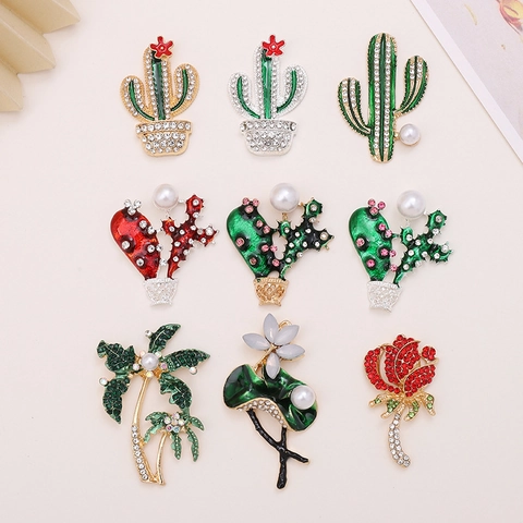 Ciondoli Cactus Rosa Loto Albero Di Cocco In Lega Smalto Con Strass E Decorazione Di Künstliche Perle Per Decorazione Custodia Telefono