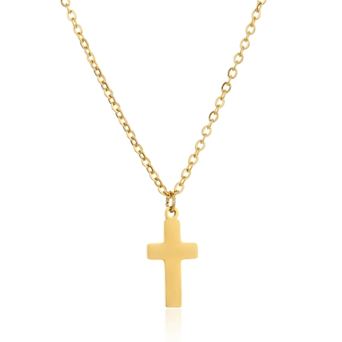 Minimalistisch Roestvrij Staal Kruis Hanger Halsketting Voor Vrouwen 18K Verguld INS Stijl Sleutelbeenhalsketting Religieuze Sieraden