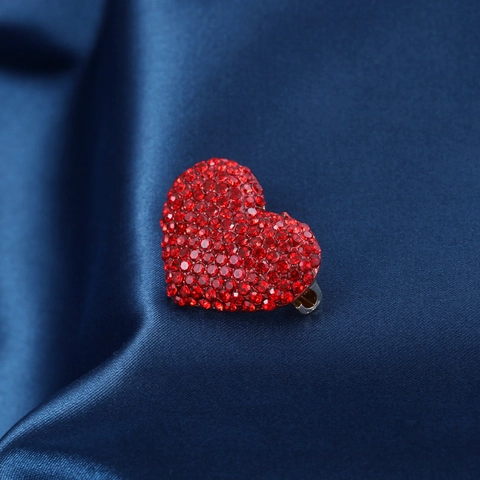 Spilla A Cuore Con Strass Rossi Per Donna Elegante Lega Cristallo Corsage Regalo San Valentino Accessorio Di Moda