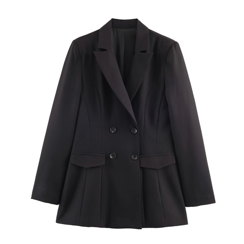 Blazer Elegante Da Donna Giacca Tinta Unita Abbottonata Manica Lunga Revers Ufficio Dettaglio Vita Poliestere