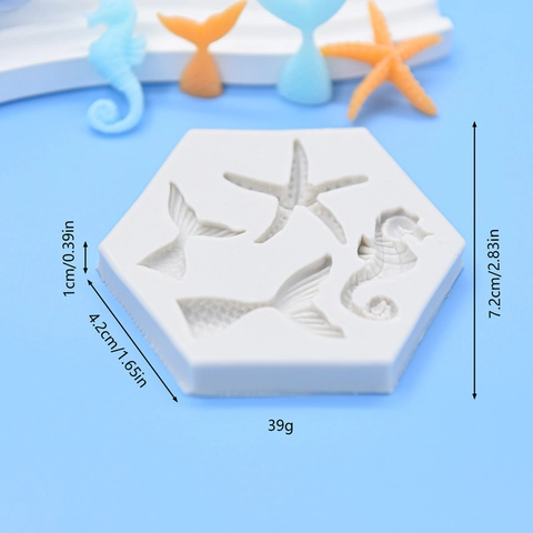 Oceaan Serie Siliconen Vorm Zeepaardje Zeester Zeemeermin Staart Voor Bakken Fondant DIY Suiker Ambacht Chocolade Decoratie