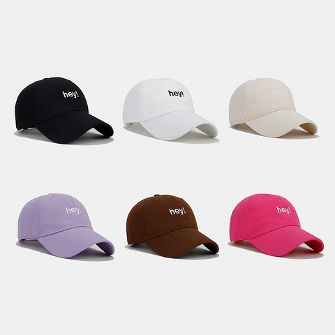 Cappello Da Baseball 100% Cotone Ricamato Lettera Hey Soft Top Esterno Protezione Solare Regolabile Uomo Donna