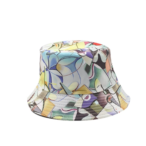 Double Sided Abstract Print Bucket Hat Cotton Polyester Sun Protection Sunshade Outdoor Travel Hip Hop Streetwear Unisex