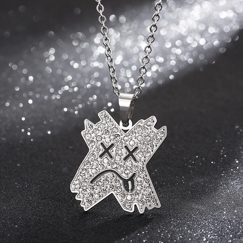 Hip Hop Stainless Steel Pendant Necklace Heart Butterfly Wave Mountain Chocolate Bullet Jewelry For Men Women