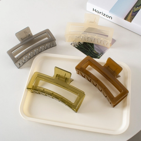 Große Haarklammer Harz Rechteckig Hohl Geometrisch Minimalistisch Styling Zubehör Für Dickes Haar Frauen