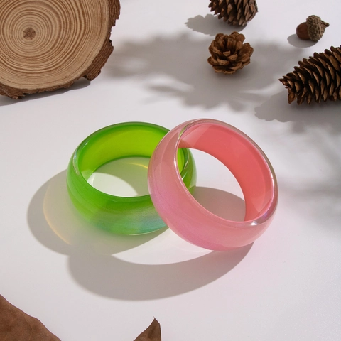 Bracciale Rigido Largo In Resina Acrilica Con Acciaio Inossidabile Glitter Perla Artificialto Geometrico Tondo Retro Gioielli Per Donne