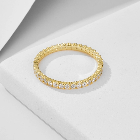 925 Sterling Silver Eternity Ring Micro Pave Cubic Zirconia Minimalist Stackable Band Jewelry For Women Elegant
