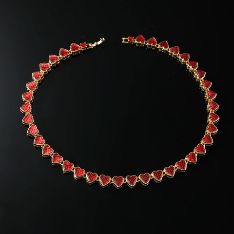 Herzförmige Kubanische Kette Halskette Voll Rhinestone Legierung Hip Hop Streetwear Für Männer