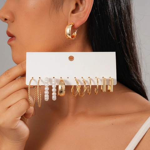 Orecchini A Cerchio Geometrici In Ferro Con Perno In Argento 925 E Perla Artificial Sintetica Gioielli Minimalisti Da Donna