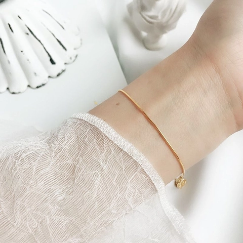 Minimalistisches Dünnes Schlangenkette Armband Titanstahl Vergoldet Schmuck Für Damen Elegant