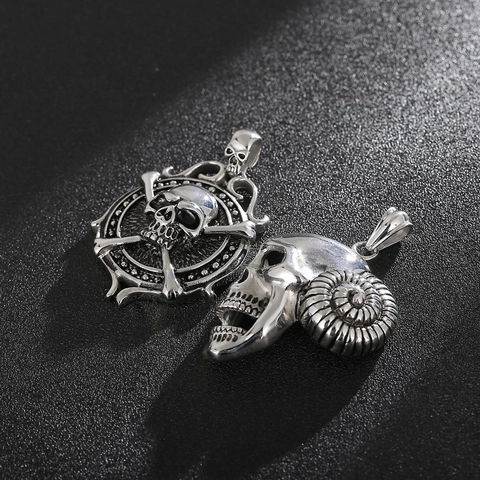 Ciondolo Teschio Da Uomo In Acciaio Inossidabile Stile Punk Gothic Rock Gioielli In Metallo Vintage
