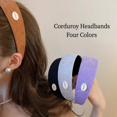 Serre-têtes En Velours Côtelé Larges Épais Cerceaux À Cheveux Antidérapants Style Rétro Accessoires De Coiffure Pour Femmes Filles