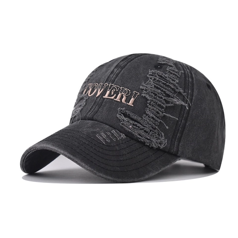 Cappello Da Baseball In Cotone Lavato Vintage Distressed Ripped Lettere Ricamate Regolabile Retro Streetwear Cappello Da Sole