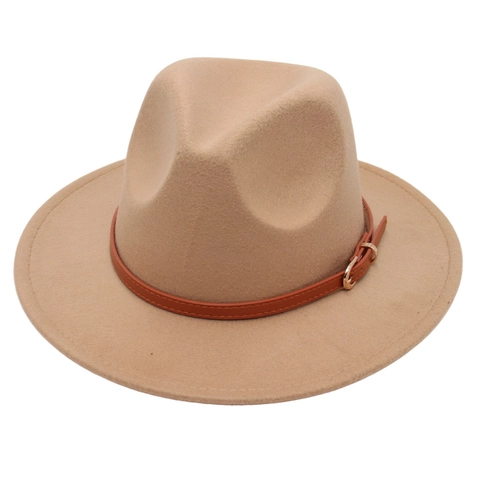 Kids Fedora Hat Wide Brim Polyester Felt Jazz Cap With Faux Leather Belt Vintage British Style For Boys And Girls