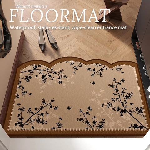 Zerbino Ingresso Floreale Vintage Francese Pelle PVC Impermeabile Tappeto Pavimento Antiscivolo Ritagliabile Arredo Casa