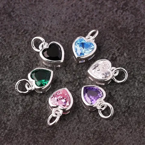 Herz Anhänger Bunte Zirkonia Micro-Set S925 Sterlingsilber DIY Schmuckzubehör Für Halsketten Armbänder Basteln