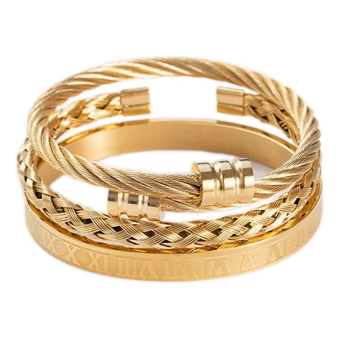 Ensemble de Bracelets Vintage en Acier Inoxydable pour Hommes Chiffres Romains Prière Italienne Croix Gravée Bijoux Style Hip Hop