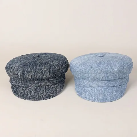 Cappello Newsboy Vintage Donna Regolabile Cotone Denim Motivo Fiocchi Di Neve retrò Casual Stile Navy