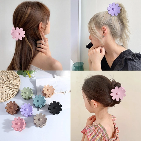Pinza Para Pelo Flor Plástico Mate Agarre Fuerte Accesorio De Cabello Minimalista Para Mujeres Niñas