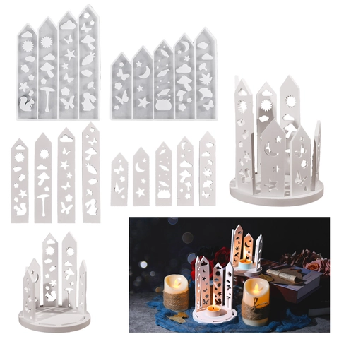 DIY Silicone Molds For Resin Hollow Out Animal Moon Star Patterns Candle Holder Base Insert Crafts Home Decor