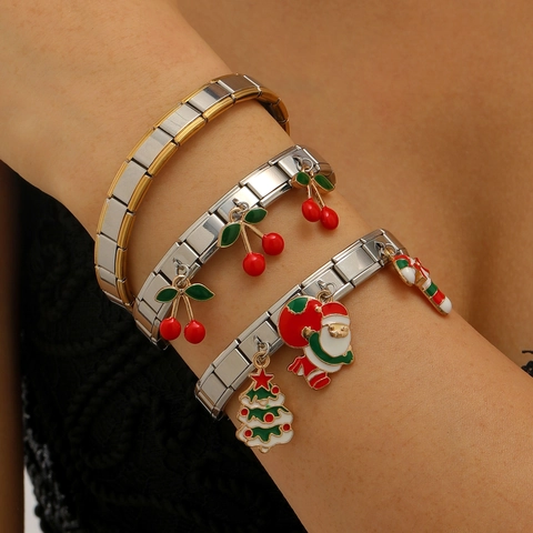 Italienischer Stil Modularer Charm Armband Ring Edelstahl Gold Silber Plattiert Emaille Hand Der Fatima Weihnachten Schmuck