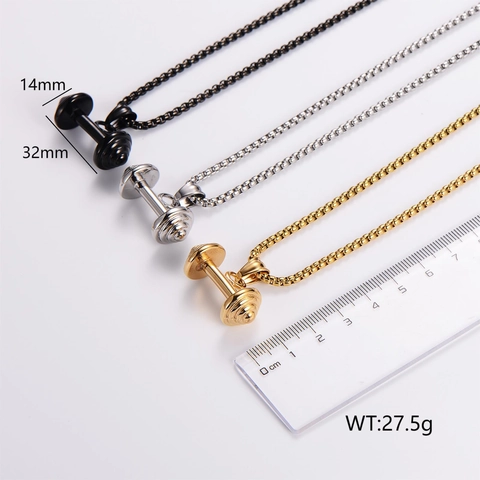 Collana Con Pendente A Manubrio In Acciaio Inossidabile 316L Bilanciere Fitness Palestra Gioielli Sportivi Per Uomo Stile Hip Hop Punk