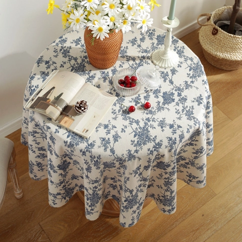 Nappe À Motifs Floraux Coton Lin Franges Antipoussière Lavable Housse Pour Table À Manger Table Basse Cuisine Ferme