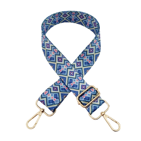Wide Replacement Bag Strap Adjustable Polyester Webbing Shoulder Belt For Crossbody Handbags Ethnic Floral Pattern Design