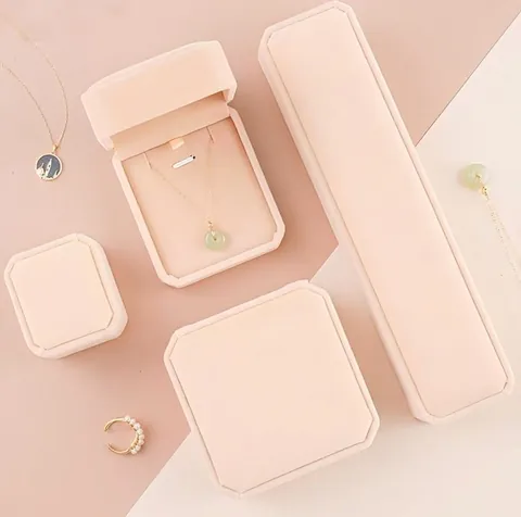 Luxury Velvet Jewelry Box Octagonal Flannelette Ring Pendant Necklace Bracelet Display Gift Case Packaging