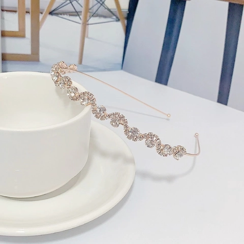 Rhinestone Faux Artificial Pearl Headband Retro French Alloy Sparkling Hair Hoop For Women Party Daily Hair Accessories