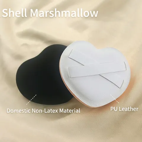 Herzförmige Make-up Quaste Marshmallow Textur Latexfreier Schwamm PU-Leder Fingerband Für Foundation BB Cream Nass Trocken Dual Use
