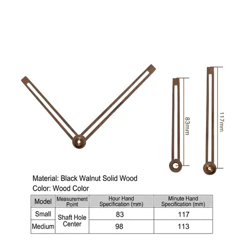 Solid Walnut Wood Clock Hands Set Hour Minute Hand Replacement For Quartz Wall Clock DIY Decorative Modern Simple Natural