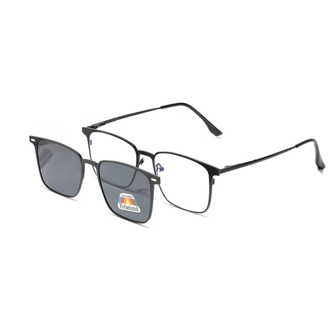 Occhiali Da Sole Magnetici Clip On Quadrati Polarizzati E Visione Notturna Montatura In Metallo Retrò UV400 Per Uomini Donne