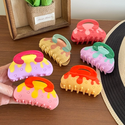 Acetate Hair Claw Clip Liquid Melting Design Marble Shell Shape Retro Hair Accessories Fashion For Women