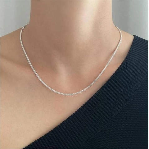 Collana Tennis In Argento Sterling 925 Con Zirconi Scintillanti Stile Coreano Minimalista Elegante Da Donna
