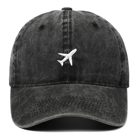 Casquette De Baseball En Coton Lavé Vintage Avec Broderie Avion Rétro Ajustable Chapeau Langue De Canard Pour Hommes Femmes