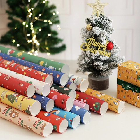 Carta Da Regalo Natale Carta Kraft Decorativa Per Regali Festivi Fai Da Te DIY Motivi Babbo Natale Renna Cartone Animato