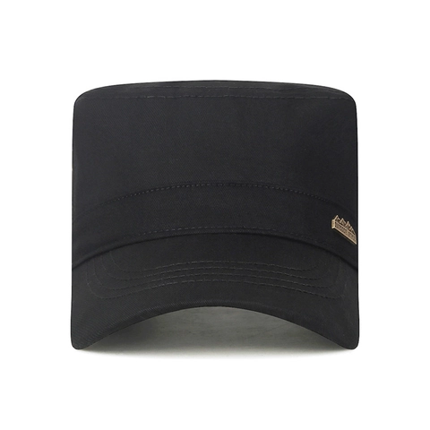 Berretto Cadet A Cima Piatta In Cotone Da Uomo Regolabile Stile Militare All'aperto Cappello Protezione Solare Traspirante Con Distintivo In Metallo
