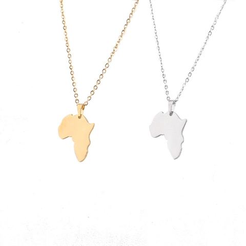 Collar Colgante Mapa De África Acero Inoxidable 304 Pulido Espejo Chapado En Oro De 18k Joyería Étnica Hip Hop Unisex