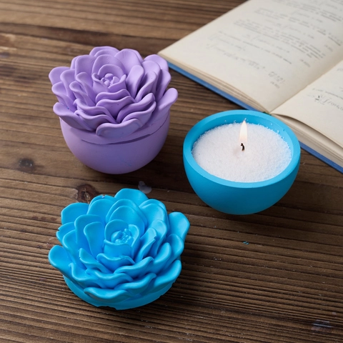 Pioenroos Bloem Siliconen Mal DIY Hars Gieten Voor Sieraden Opbergdoos Kaarsenhouder Container Deksel Decoratie
